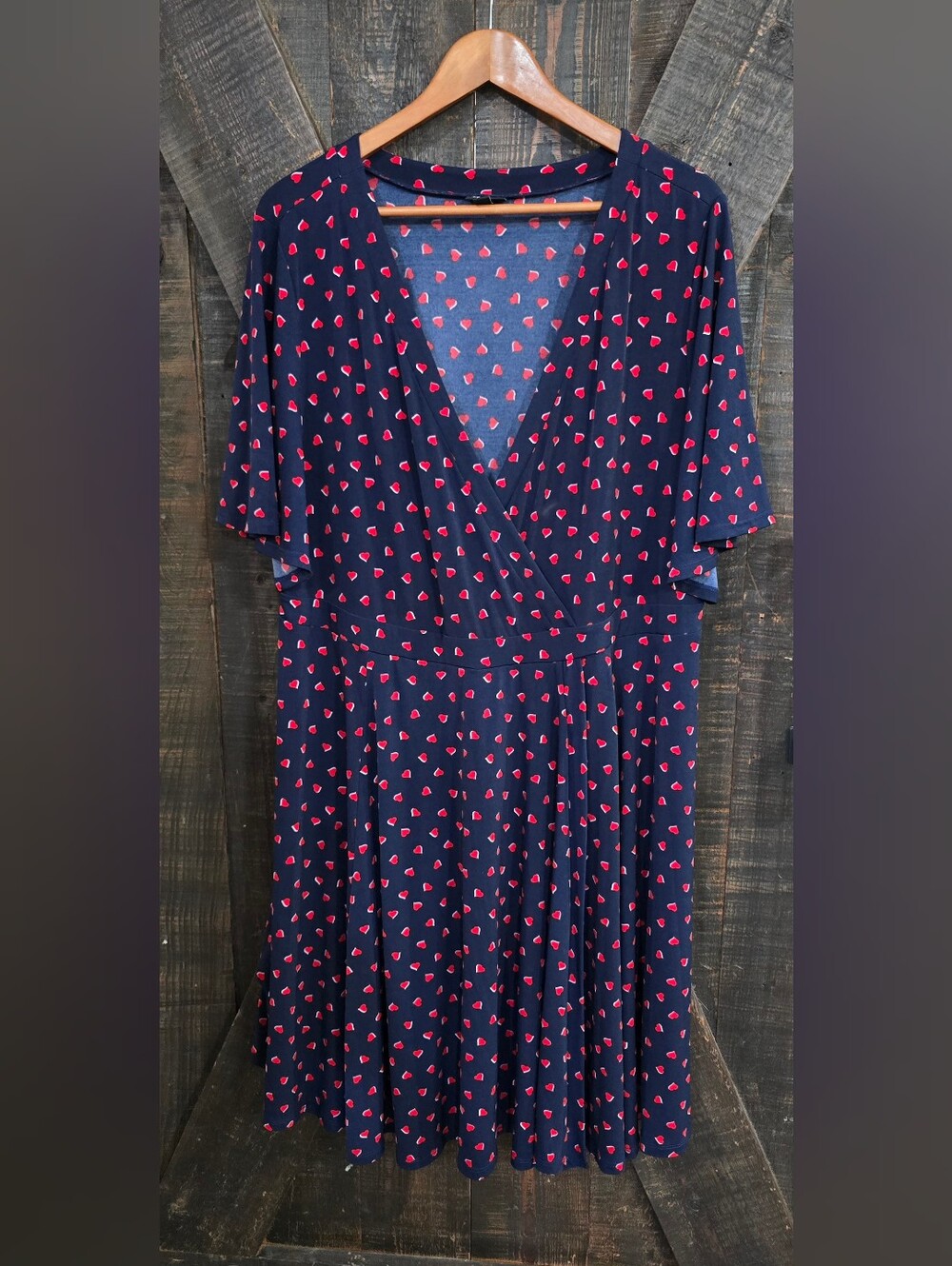 torrid Navy Wrap Dress with Red Heart Print Size 3X